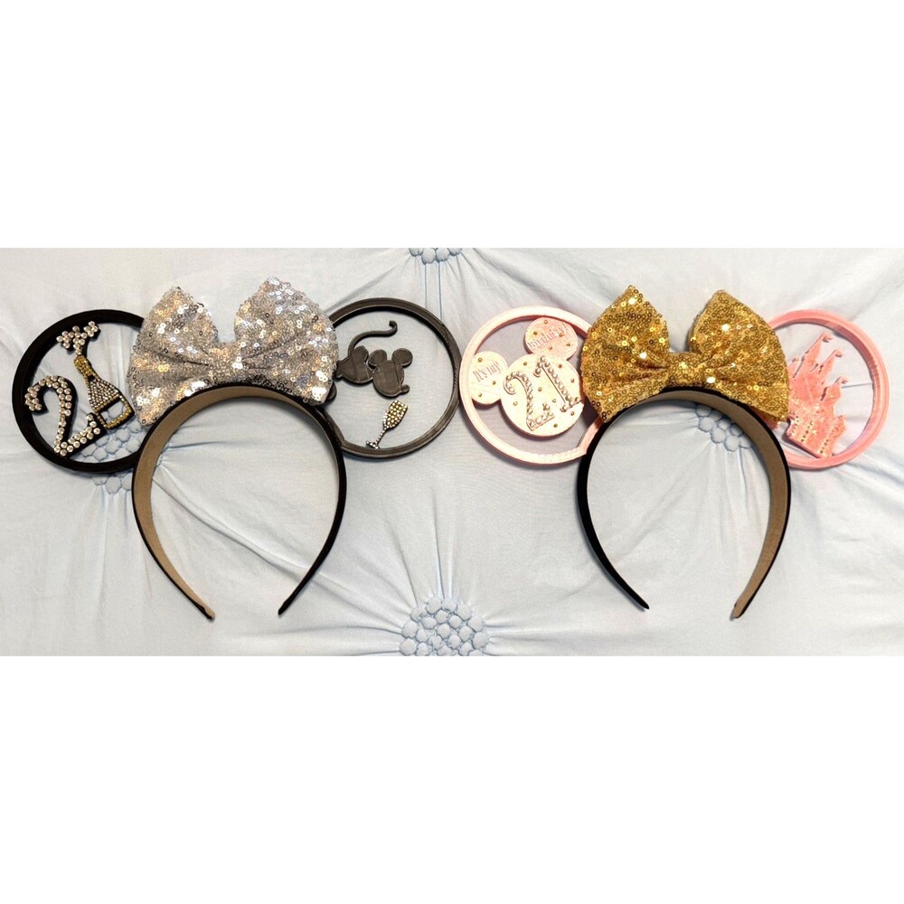 21st Birthday Headband Minnie Mouse Ears Lot Of 2 Glitz Rhinestones Castle